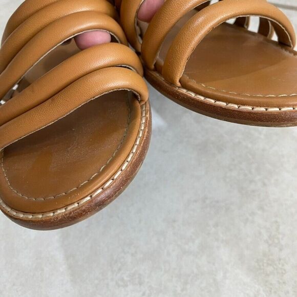 Madewell Sandals Sz 6.5‎ Addie Cognac Leather Slide Flat Minimalist Casual Boho - Picture 7 of 12